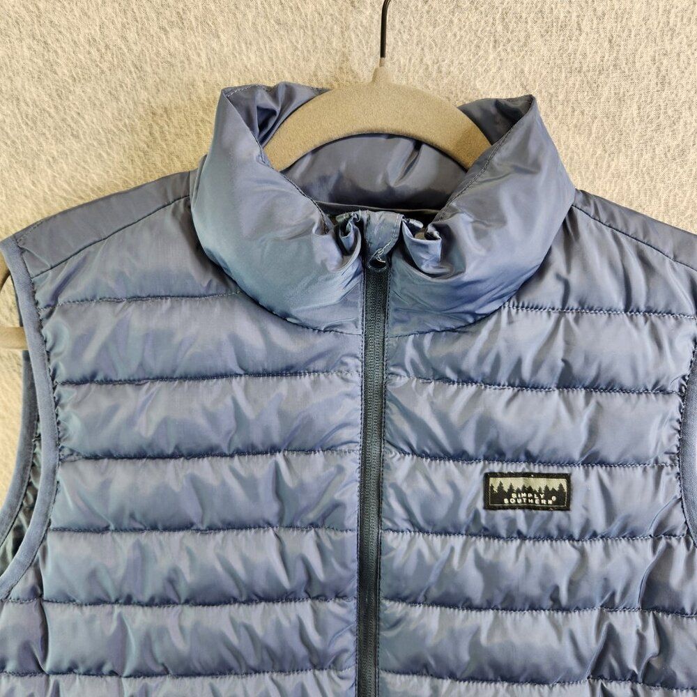Simply Southern Vest Mens S Blue Two Tone Puffer Quilted Western Cowboy Ranch - Picture 2 of 14